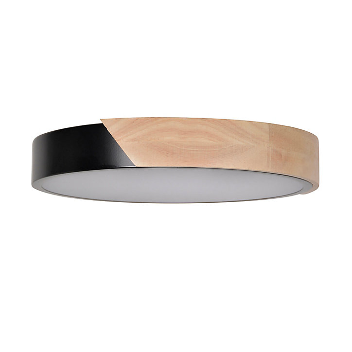 Plafonnier Otto LED intégrée IP20 2300lm 18W blanc chaud ∅30 x H.5cm Corep métal noir et bois