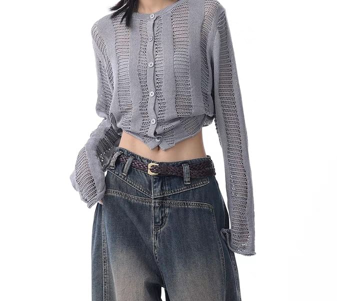 Bolgivy - Mid Rise Washed Frayed Wide Leg Jeans