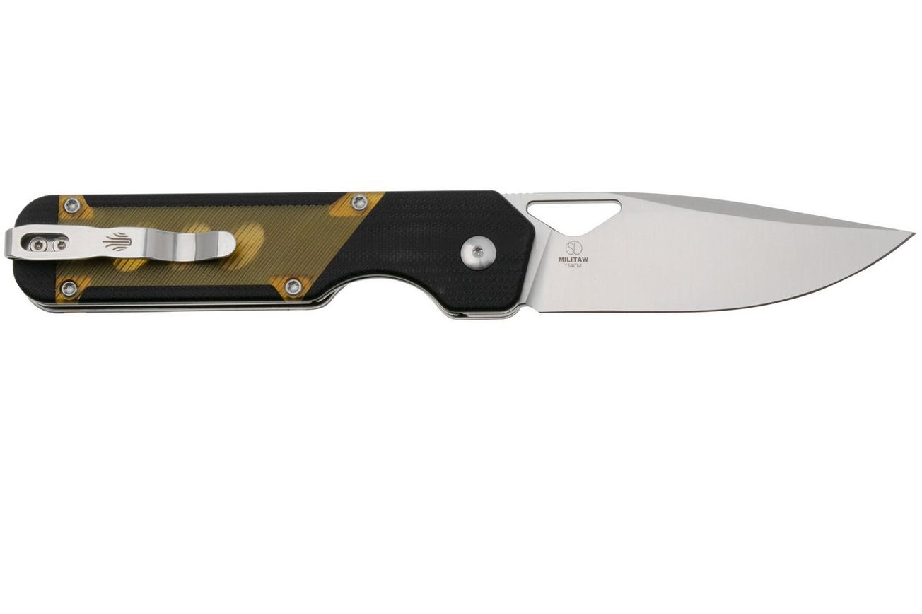 Kizer Vanguard Militaw V3634C1 Liner Lock, Satin 154CM, Black G10, PEI Ultem Inlay, zakmes, Jonathan Styles design