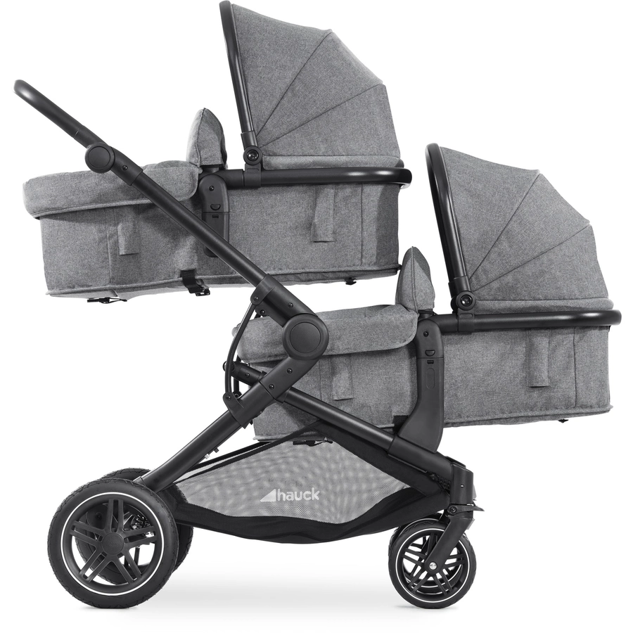 hauck Geschwisterwagen Atlantic Twin Melange Grey