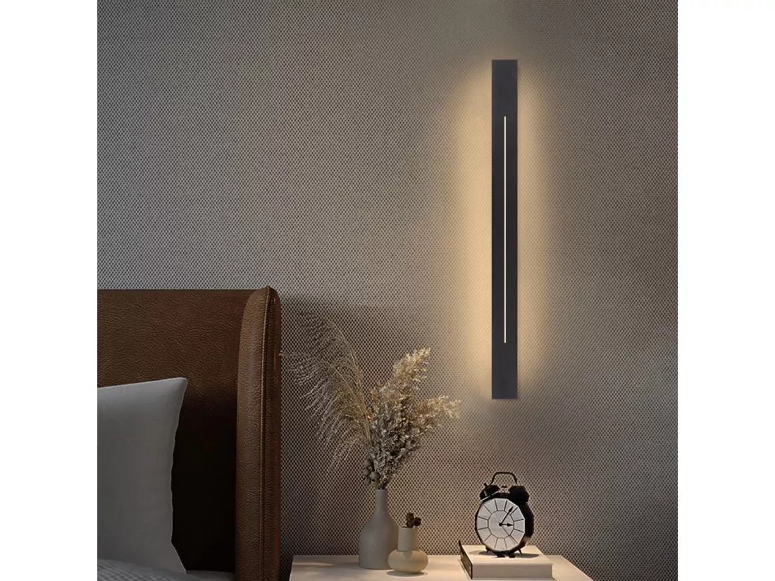 NETTLIFE Applique murale LED Intérieur - Lampe de couloir Moderne 60CM Lampe de salon 20W Lampe de couloir Chambre Noir