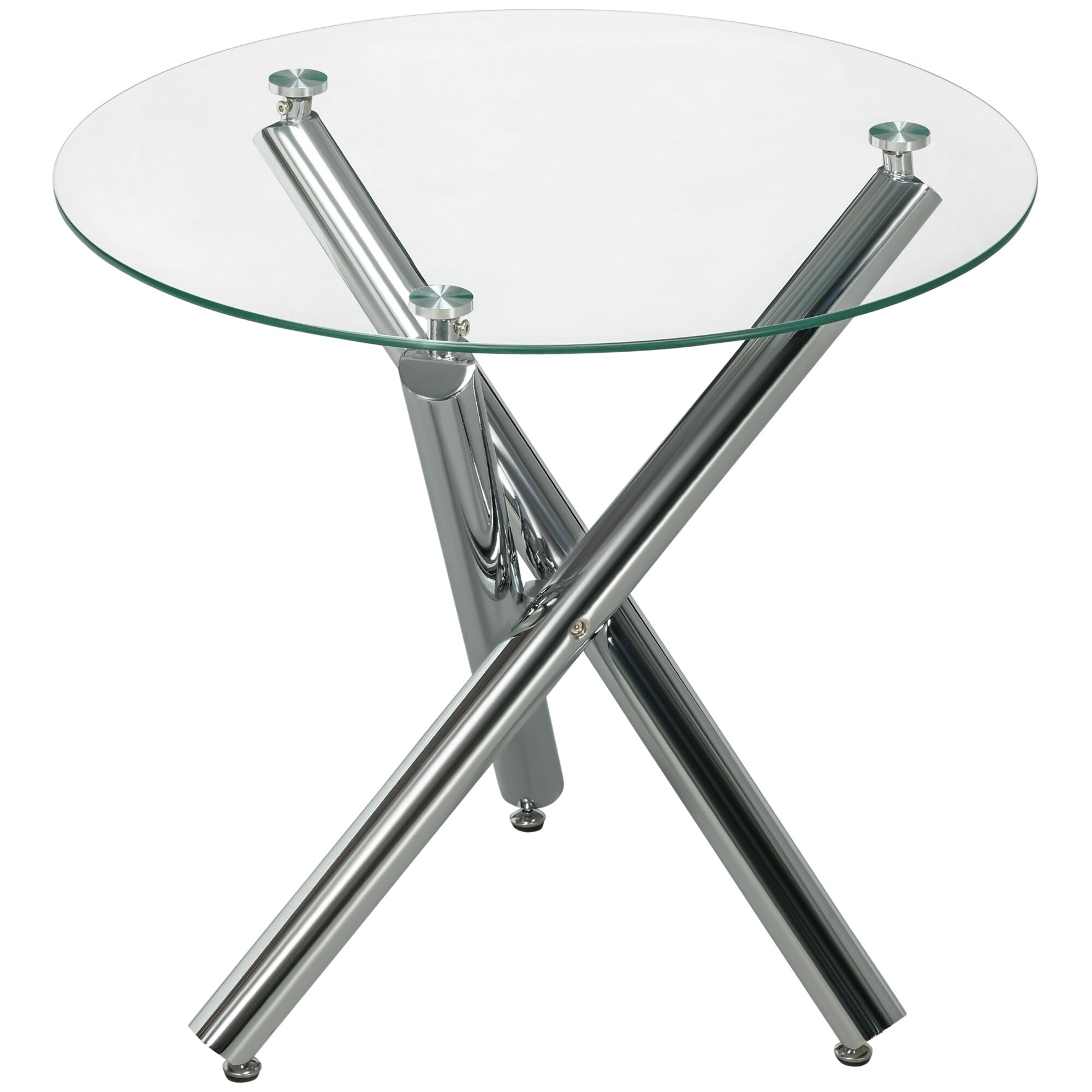 HOMCOM Esstisch mit verstellbaren Füße und Glasplatte transparent 80L x 80B x 74H cm
