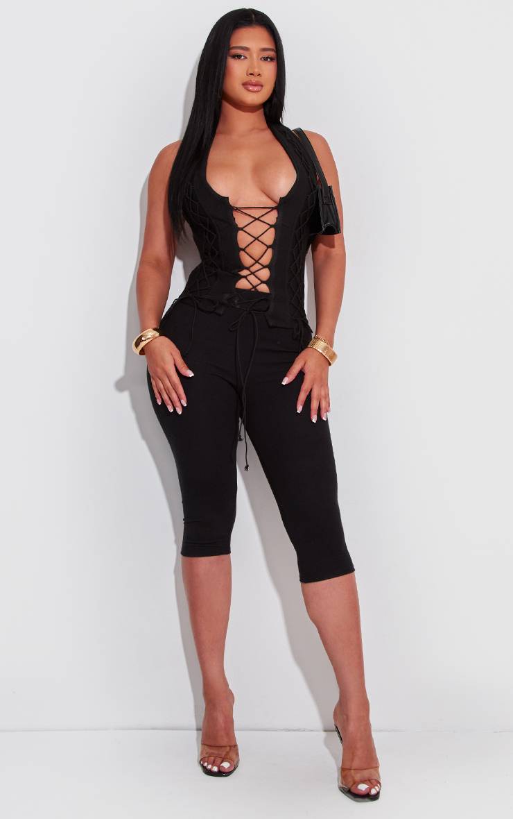 Noir Top Corset À Laçage Bandage Shape