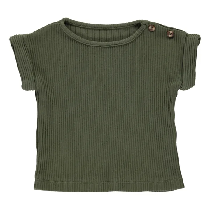 Poudre Organic T-shirt Coton Bio Côtelé Bourrache | Vert foncé
