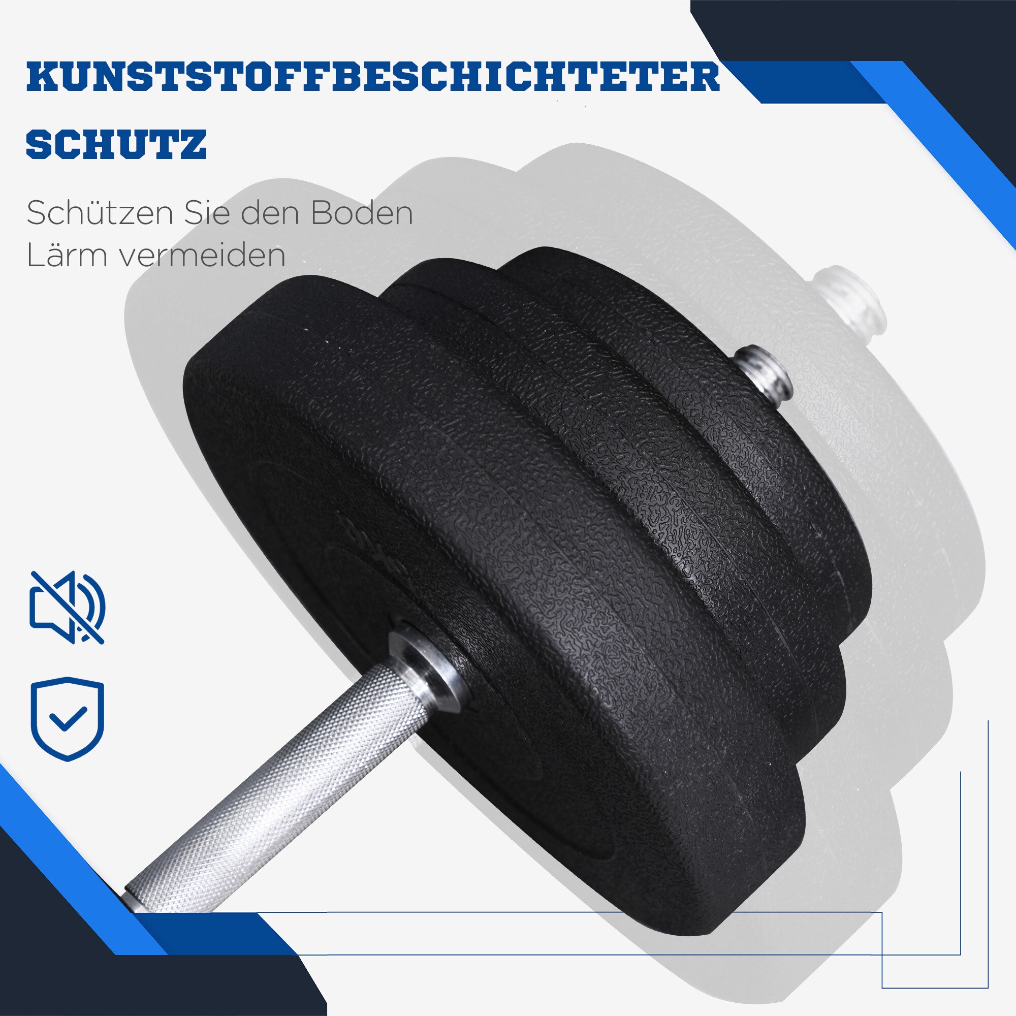 HOMCOM Kurzhantel-Set mit Hantelscheiben schwarz Ø24,5 x 4,3H cm