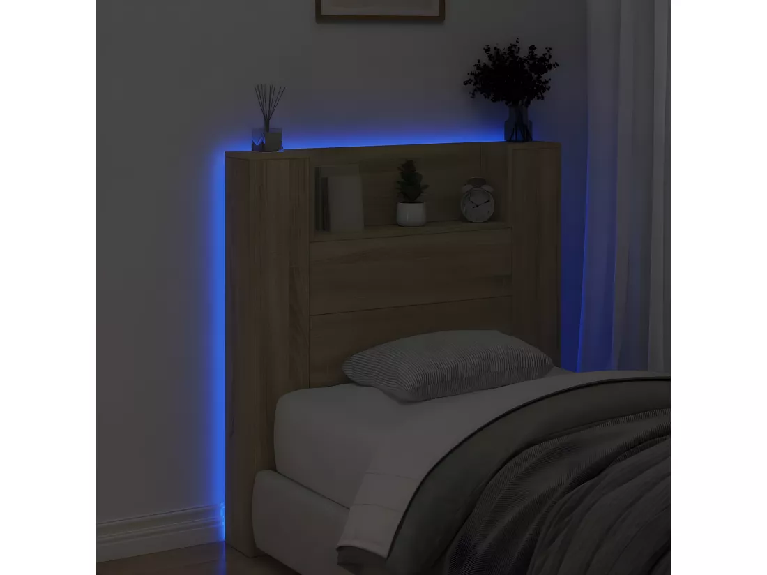Armoire tête de lit avec LED chêne sonoma 100x16,5x103,5 cm