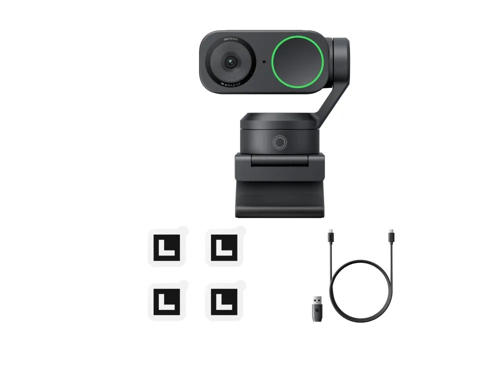 Insta360 Link 2 - Webcam - panonering / hældningsvinkel - farve - 4096 x 2160 - audio - H.264, MJPEG - DC 5 V