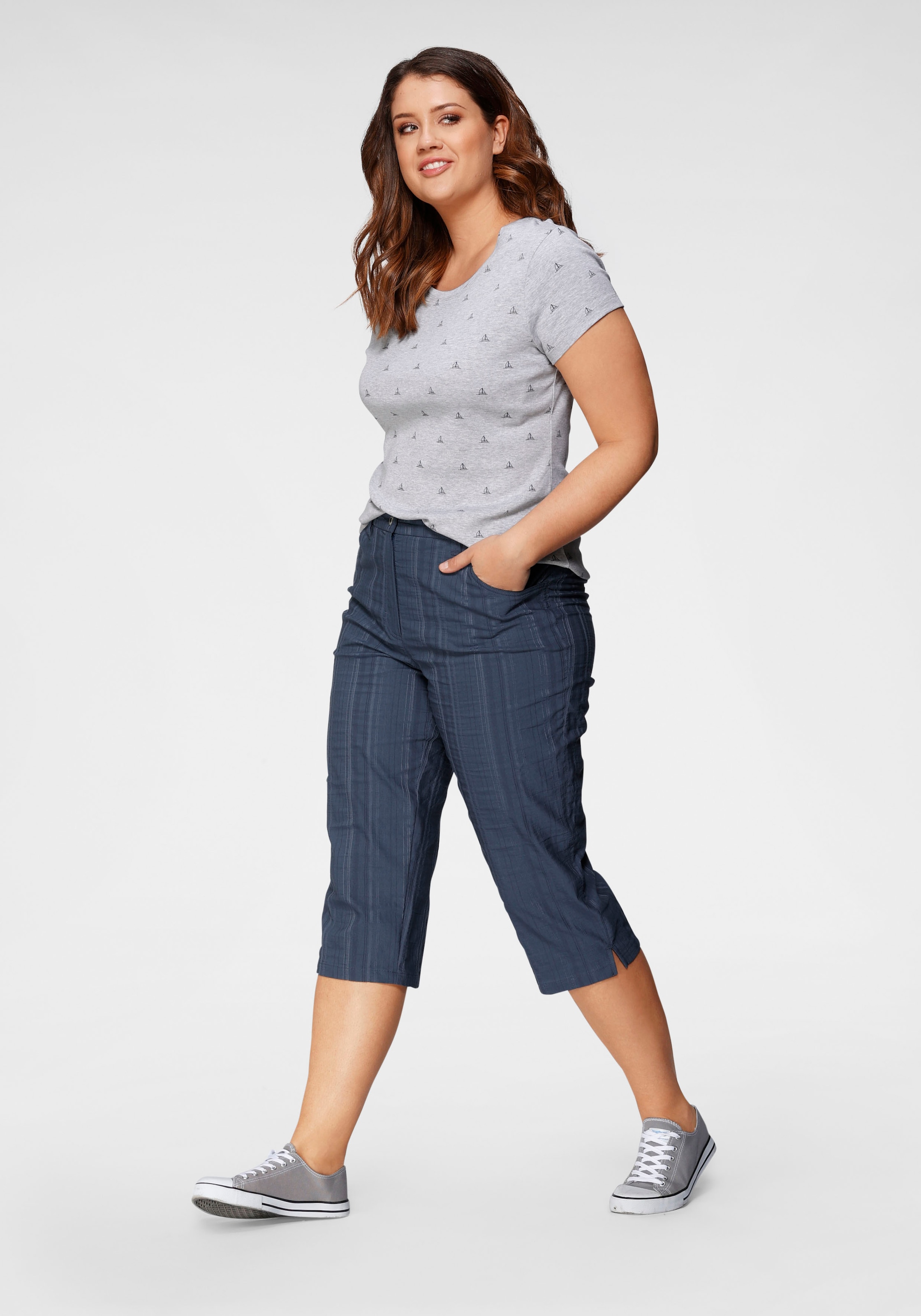 KjBRAND Caprihose »Babsie: bequemer Oberschenkel«  Sommerhose mit Strukturmuster