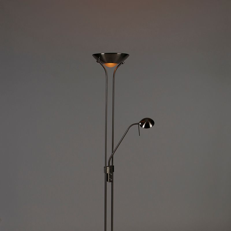 Vloerlamp staal met leeslamp incl. LED dimbaar in Kelvin - Diva