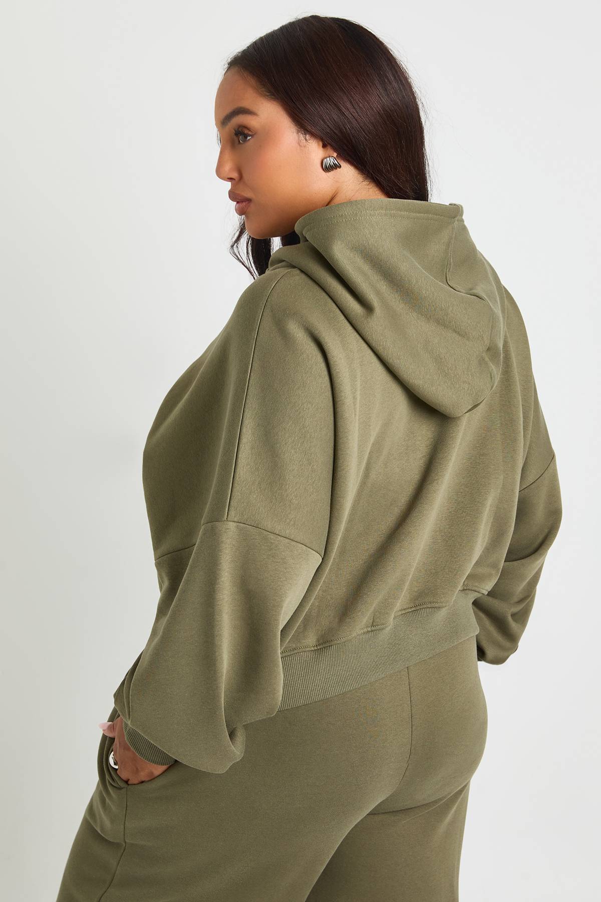 boohoo Hoodie basique Plus Core, coupe boxy, manches ballon, oversize, fermeture éclair intégrale