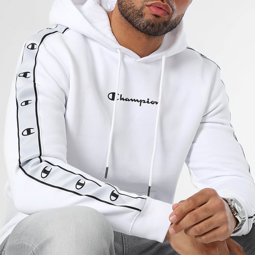 Sweat Capuche A Bandes 218910 Blanc