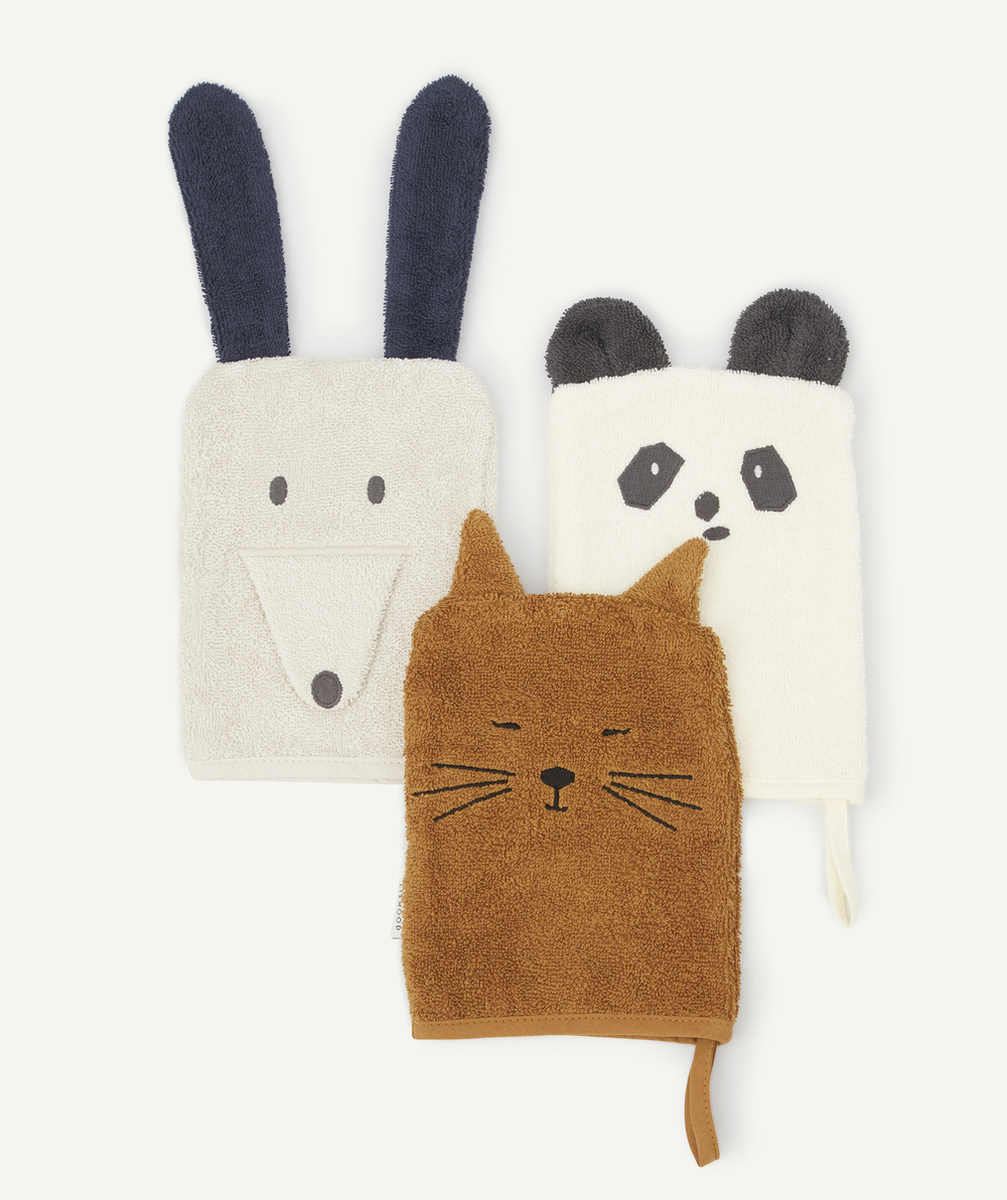 LIEWOODLOT DE 3 GANTS DE BAIN SYLVESTER EN COTON BIOLOGIQUE