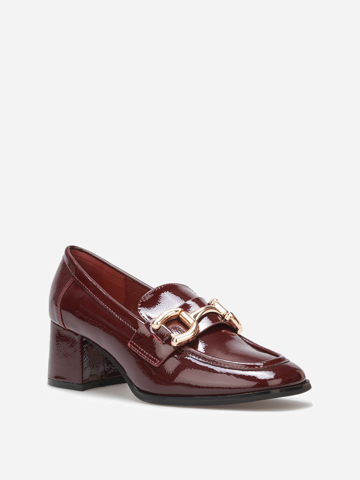 Mocassins à talon et mors dorés- Bordeaux