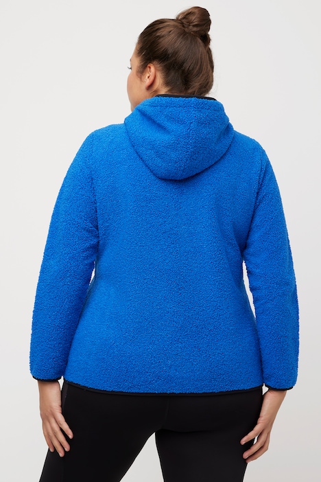 Fleece-Hoodie, Koordinaten-Druck, Zipptaschen, Langarm