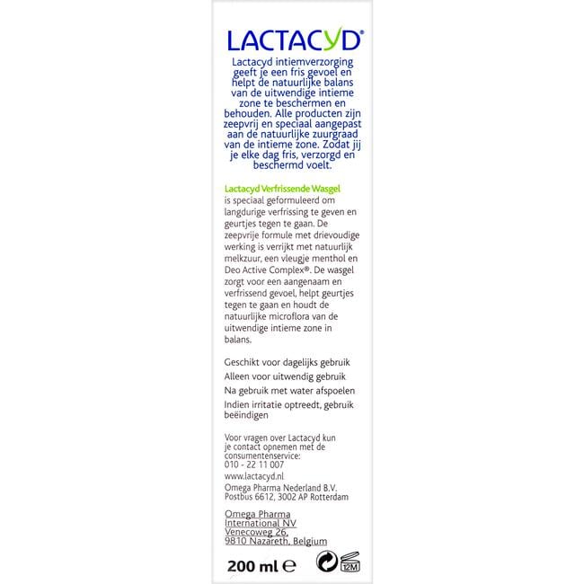 Lactacyd Verfrissende Wasgel Intieme Hygiëne 200 ML