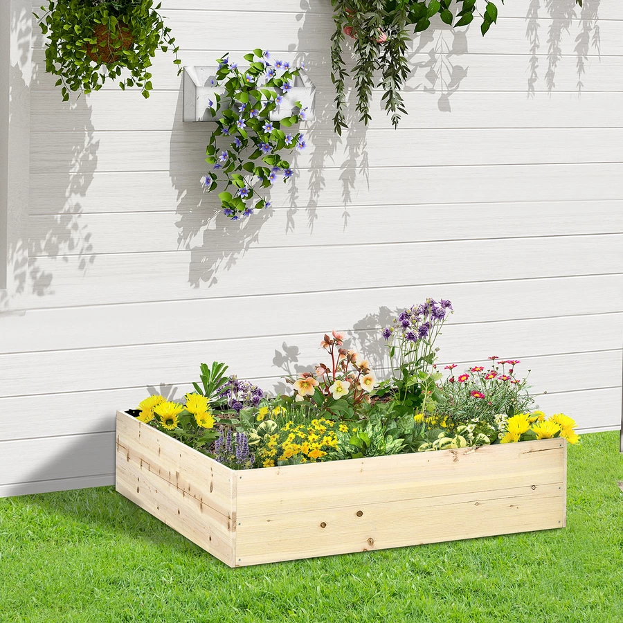 Outsunny Gartenbeet mit offenem Boden natur