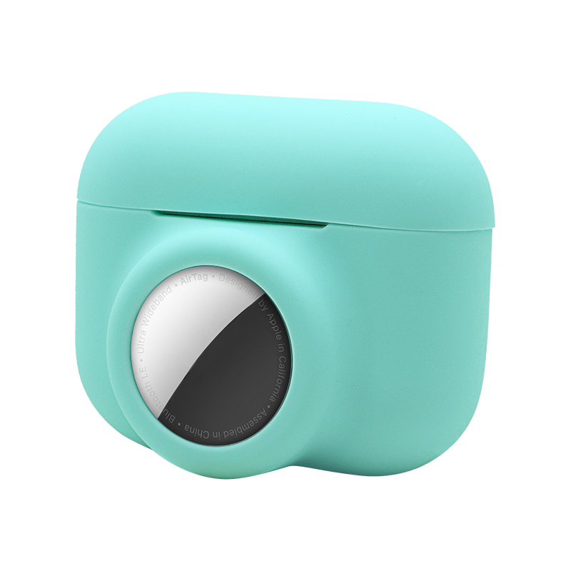 2in1 AirPods Pro   AirTag Silikon Case Schutzhülle Abdeckung - Mint