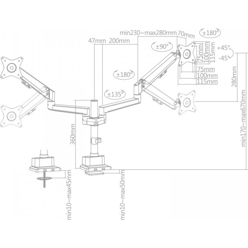 MCL MS3A99ASBA2E3209N support d'écran plat pour bureau 81,3 cm (32