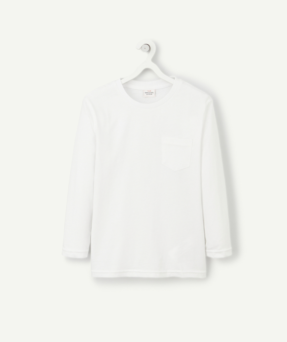 T-SHIRT GARÇON EN COTON BLANC AVEC POCHE