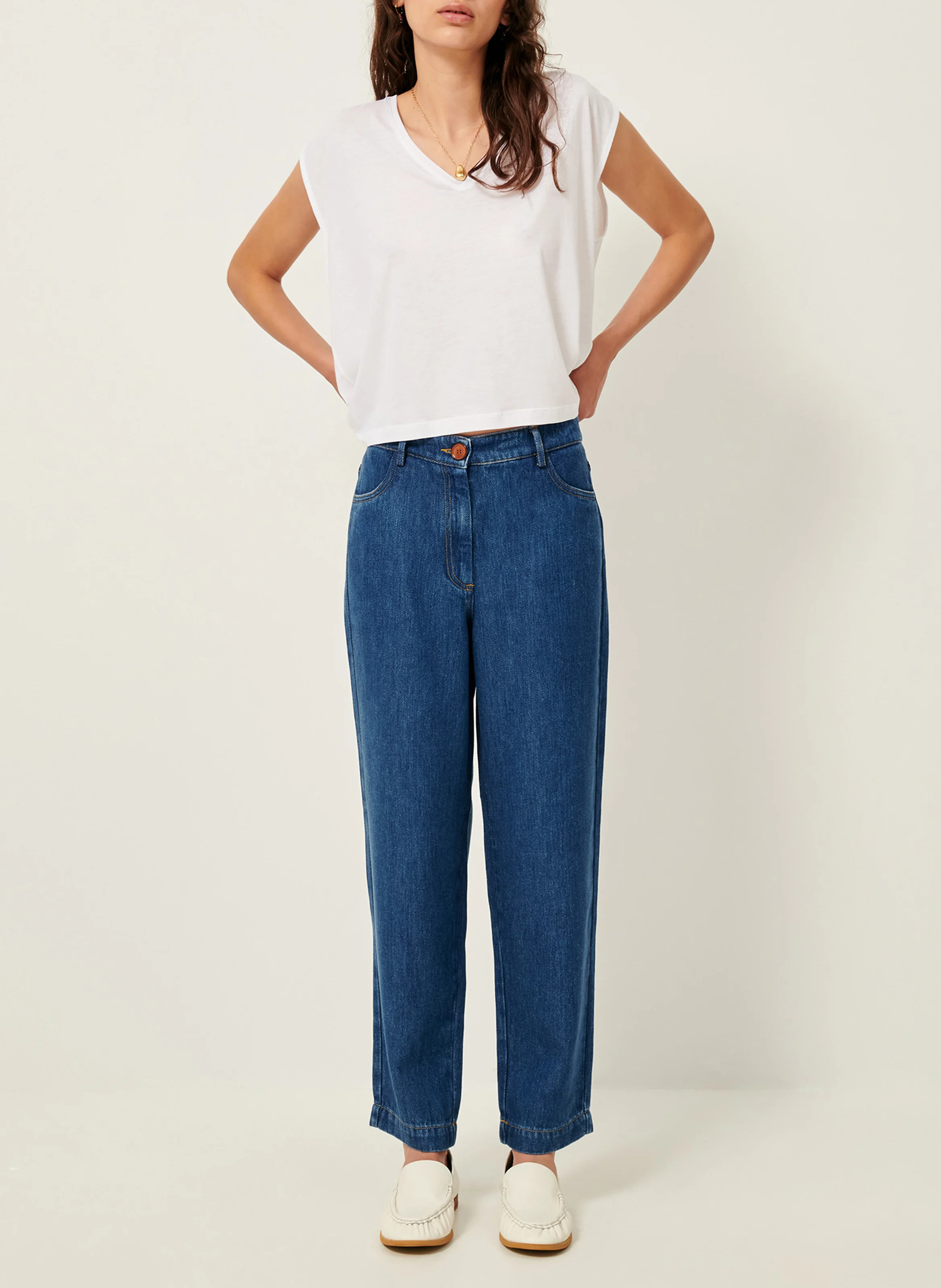 THE V - Tee-shirt col V ample | Blanc