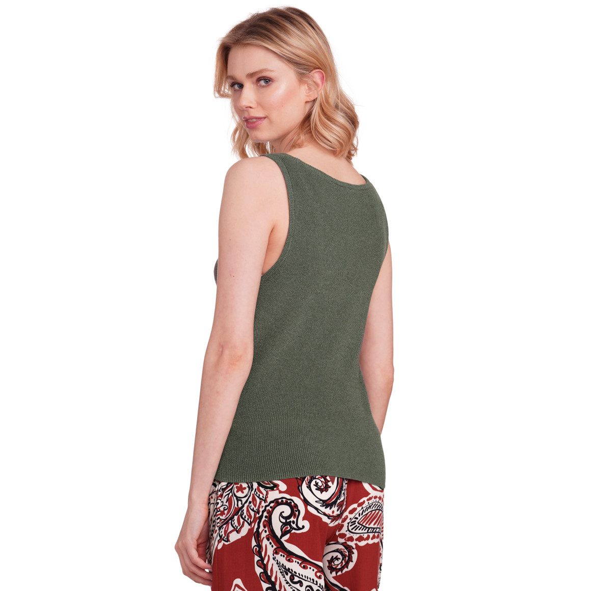 Gina Collection Damen Top mit Effektgarn dunkelgrün