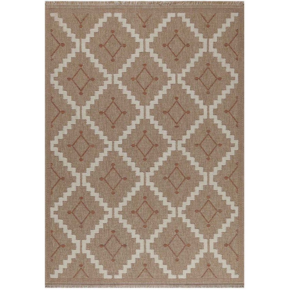 Tapis intérieur extérieur aspect jute terracota tulum 9041 290 x 200 cm
