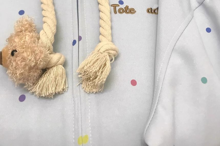 Bolgivy - Trekkoord Beer Stippen Oversized Zip Up Hoodie
