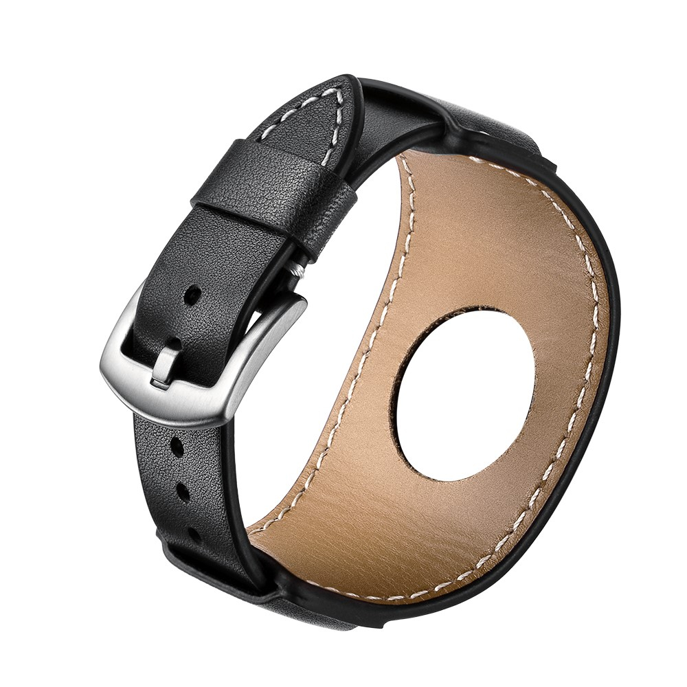 Apple Watch (49/46/45/44 mm) Modisches Manschetten Ersatz Echtleder Armband (Gelenkumfang: ca. 170-220mm) - Schwarz