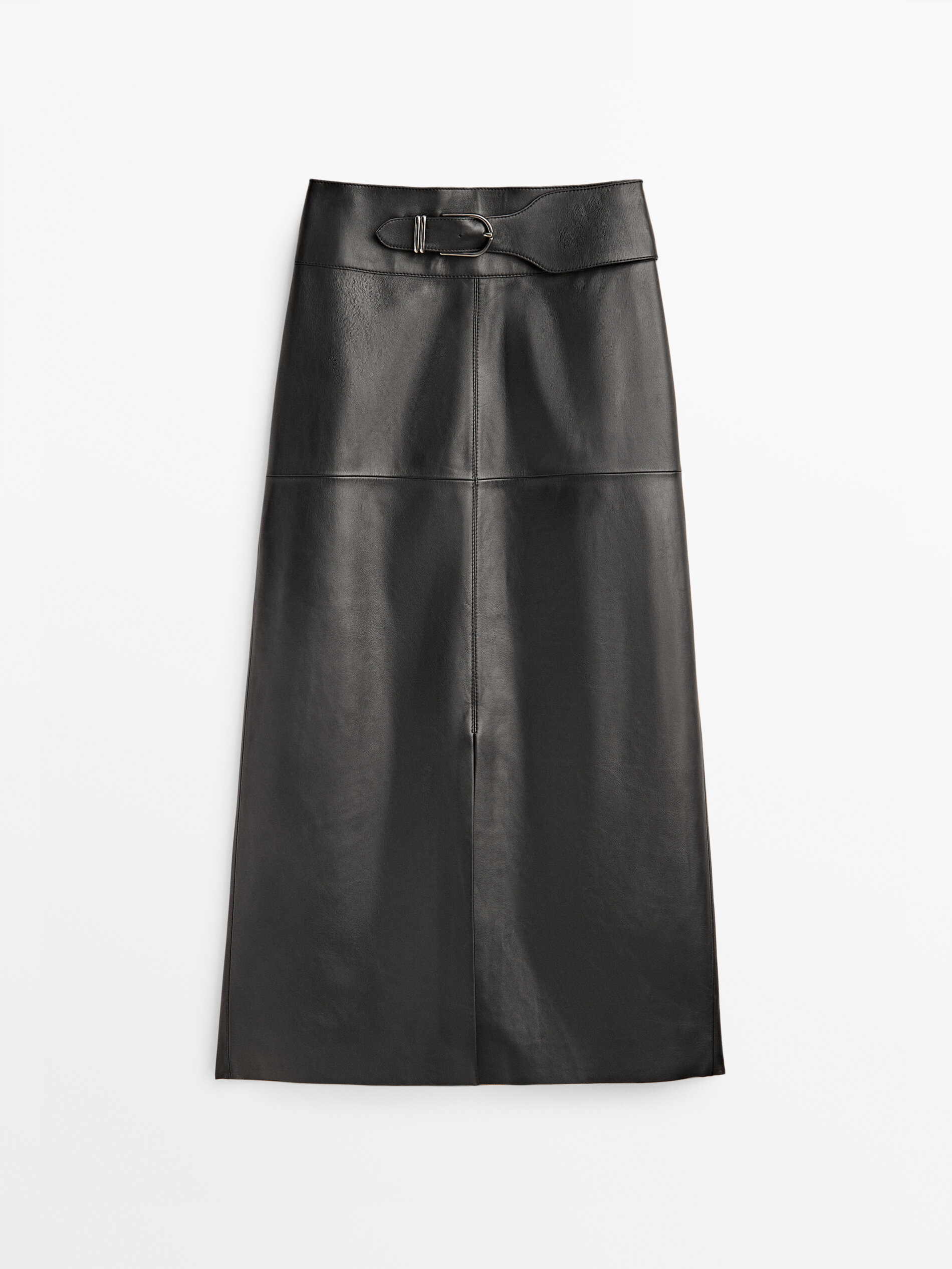 Falda piel napa hebilla - PRETO