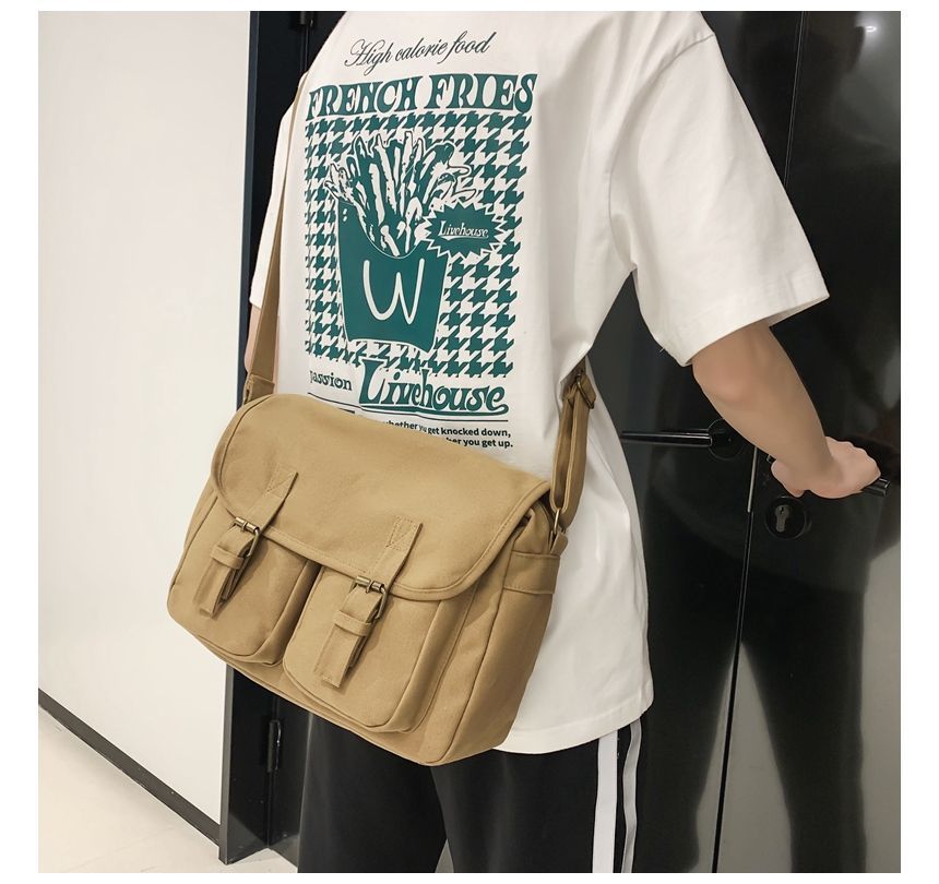 EAVALURE - Geknoopte effen canvas crossbodytas