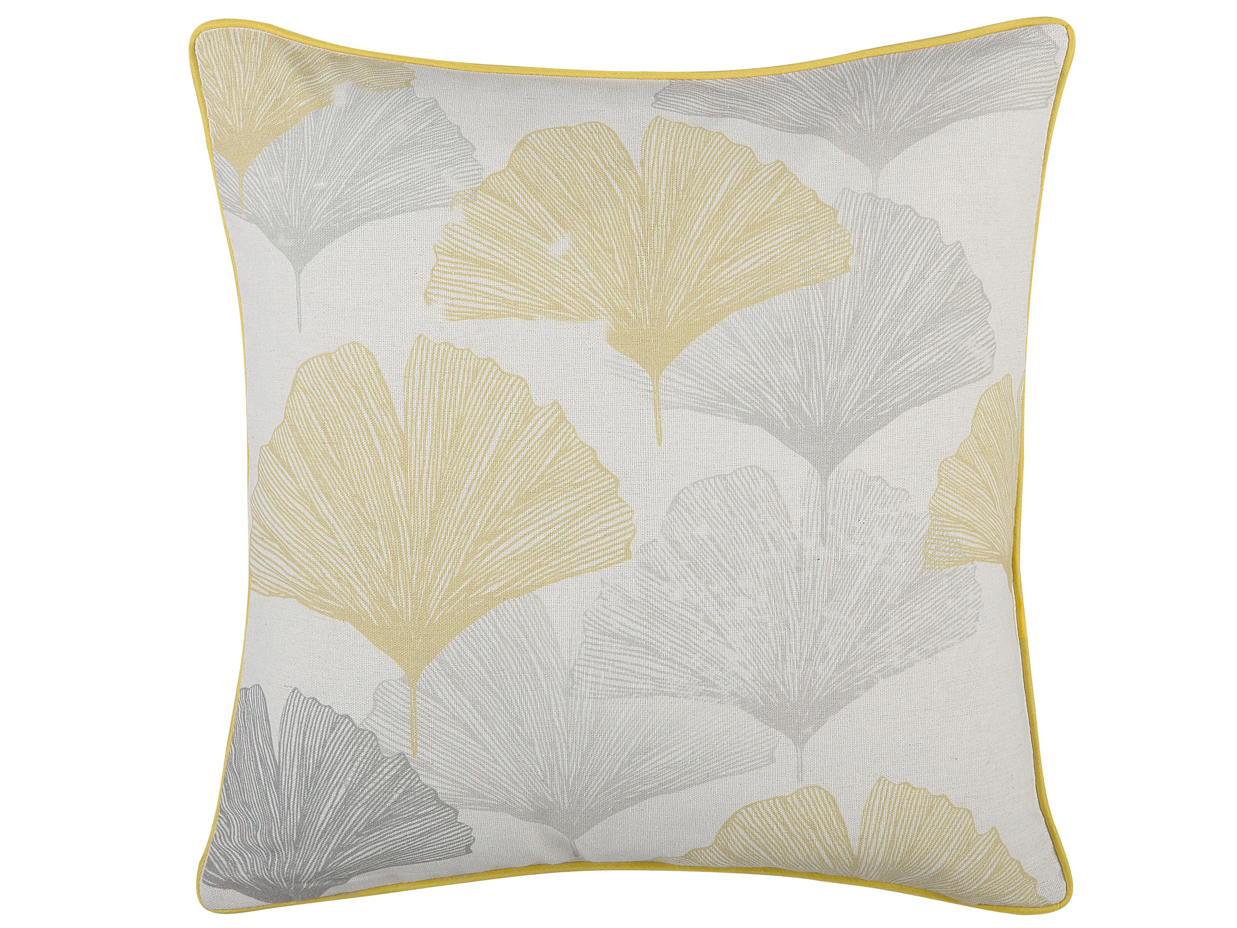 Set van 2 sierkussens CANDYTUFT 45 x 45 cm Geel bladpatroon