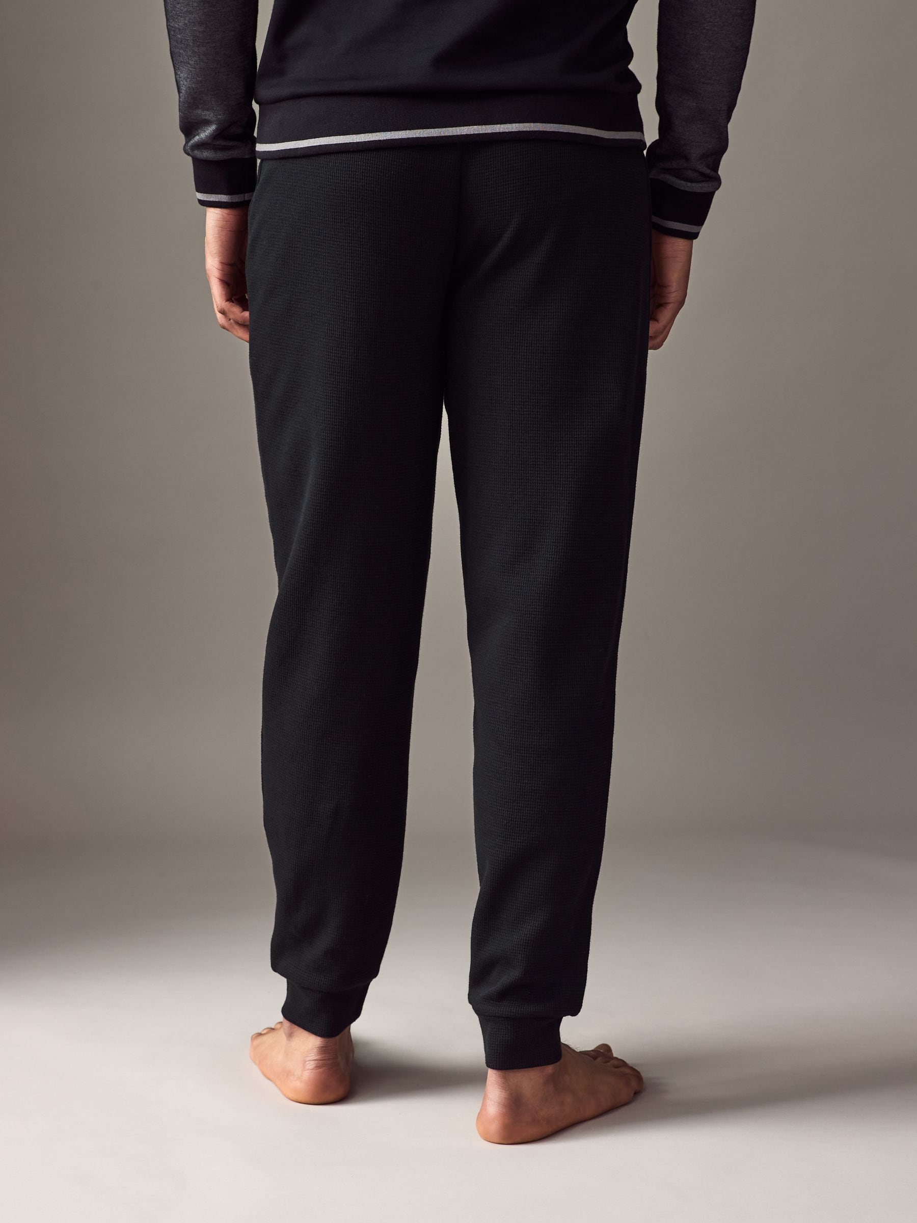 Zwart - BOSS joggingbroek met wafelpatroon