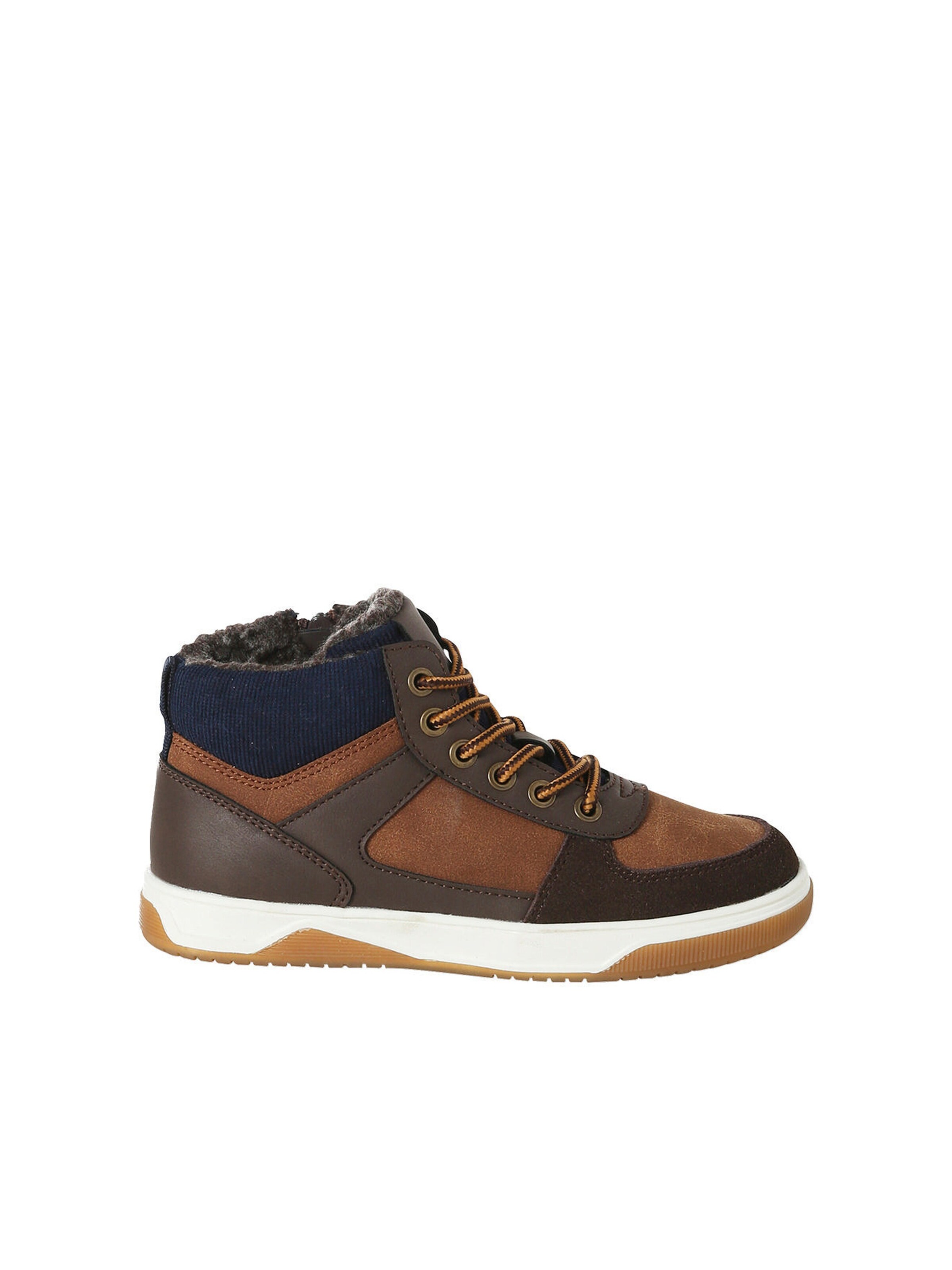 Vertbaudet Jungen High-Sneakers mit Reißverschluss und Schnürung braun