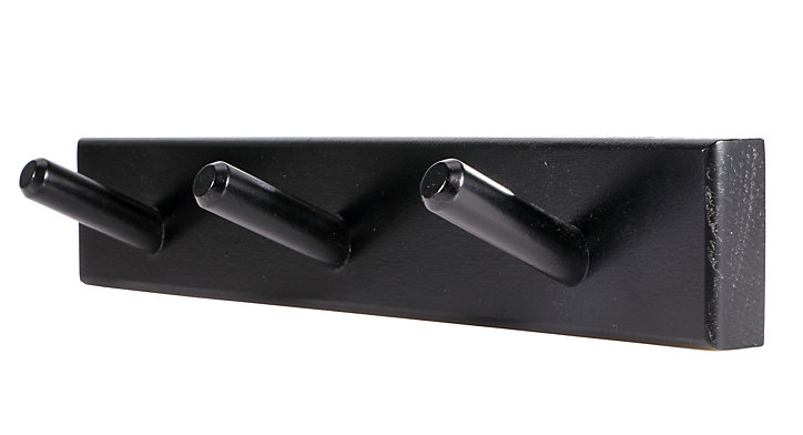 Porte-manteaux mural à 3 têtes L. 30 cm bois noir