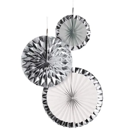 amscan Deko-Fans Silver Dream, 3 Stück