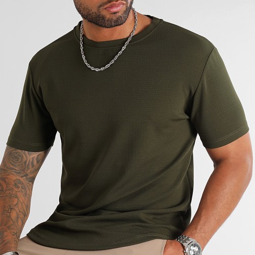 Tee Shirt Texturé Waffle 0395 Vert Kaki