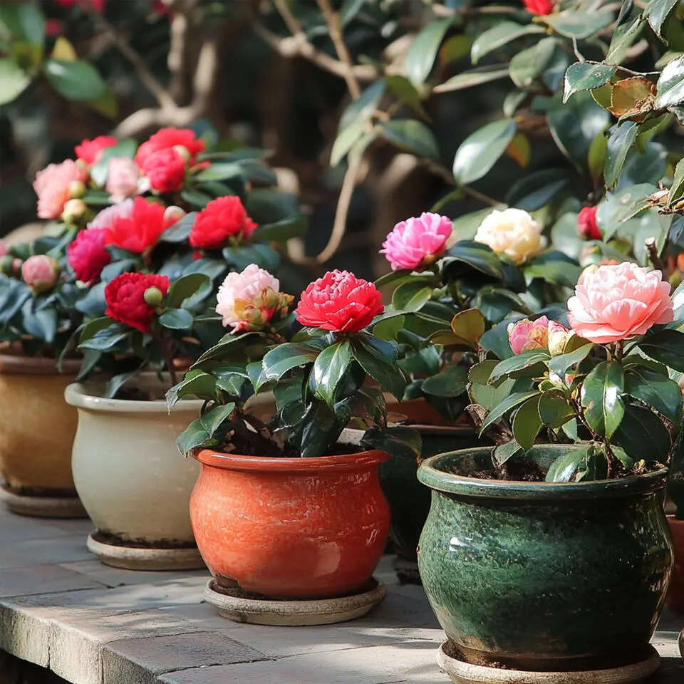 Japanse Roos - Set van 3 - Camellia japonica - Hoogte 25-40cm - ⌀9cm