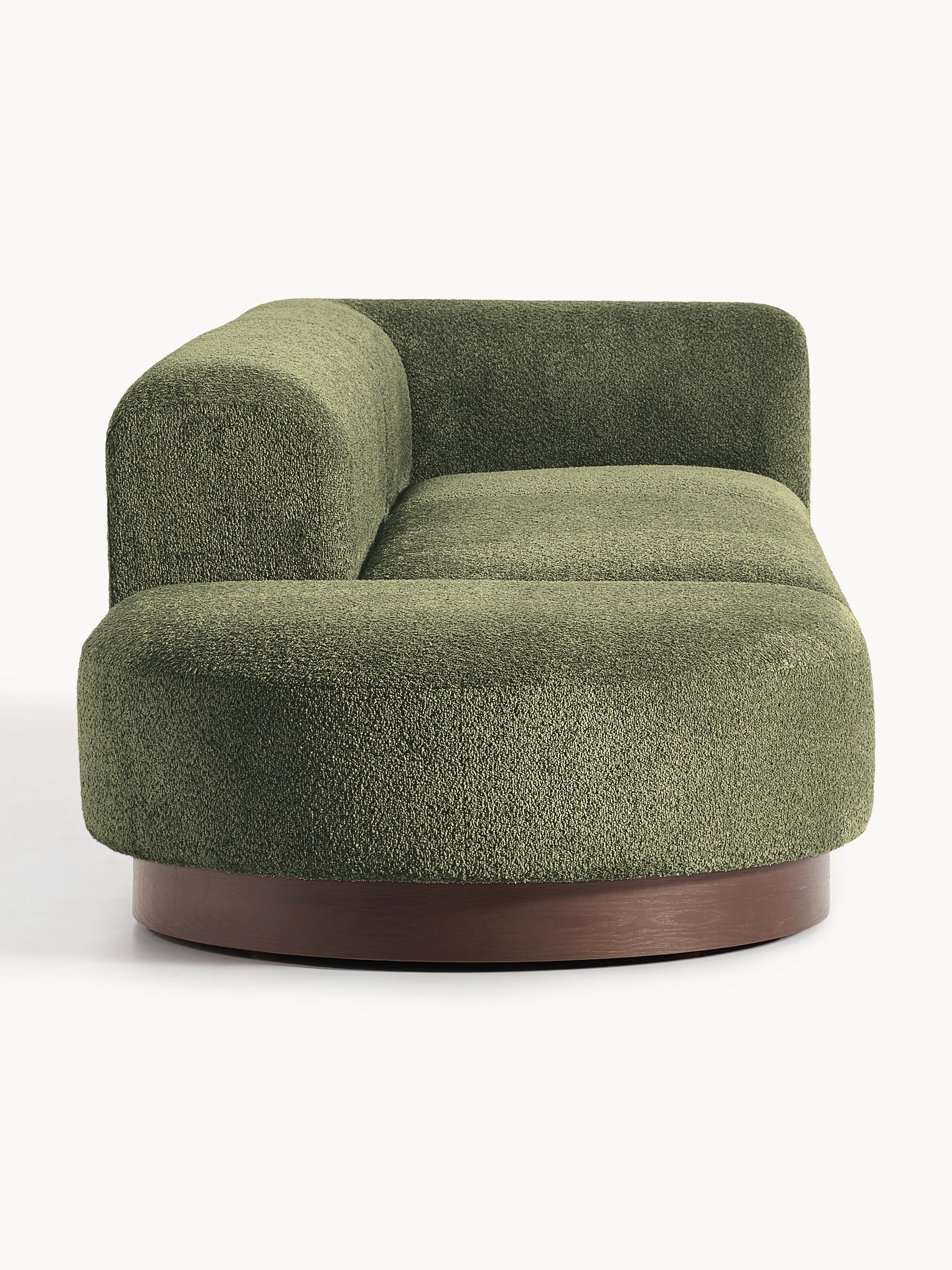 Modulaire chaise longue Natalie uit teddy-bouclé met poef (links/rechts)