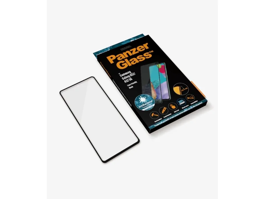 PanzerGlass™ | Case-Friendly - Skærmbeskytter for mobiltelefon - Edge-to-Edge fit - rammefarve sort | Samsung Galaxy A52/A52 5G