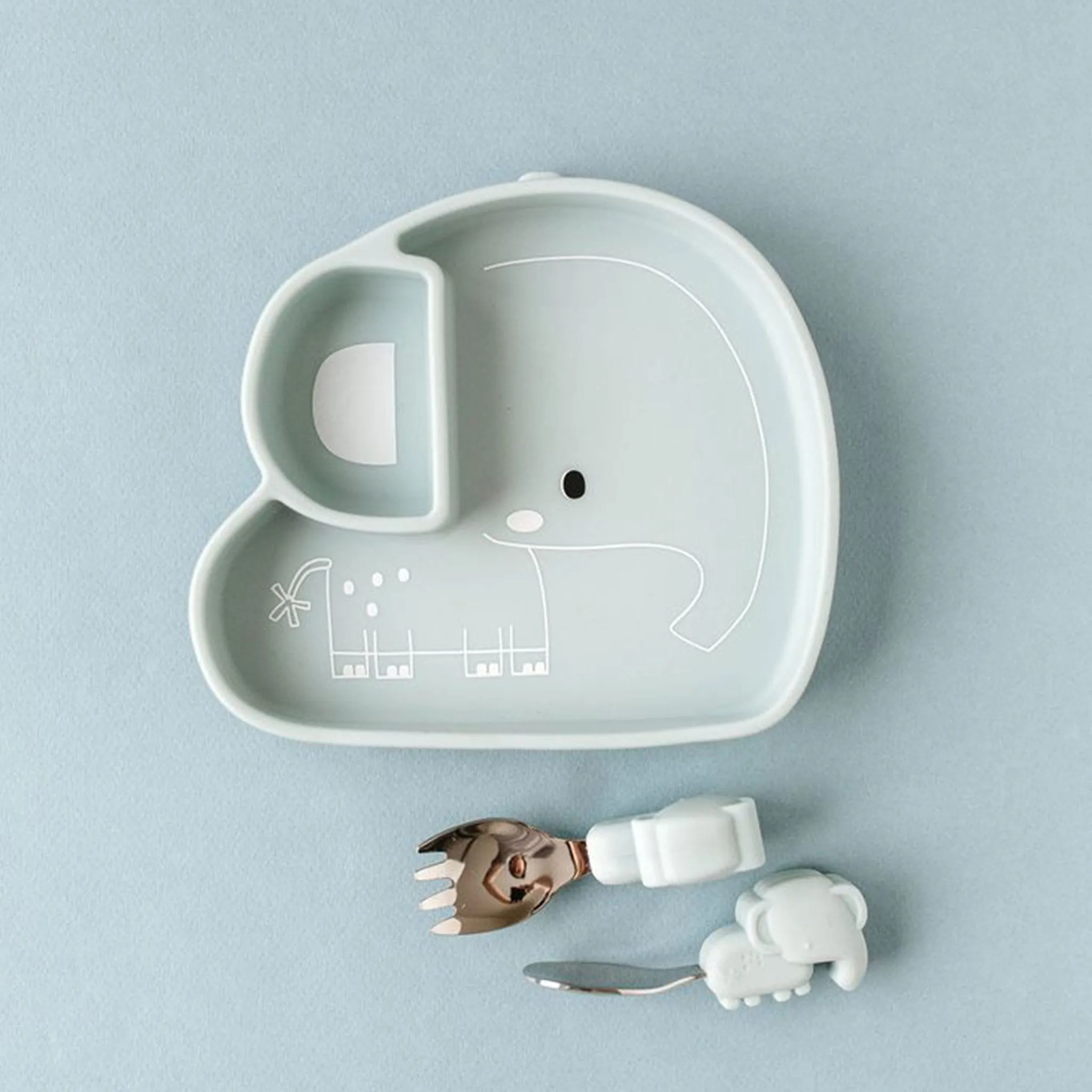 Loulou Lollipop Assiette en Silicone - Éléphant