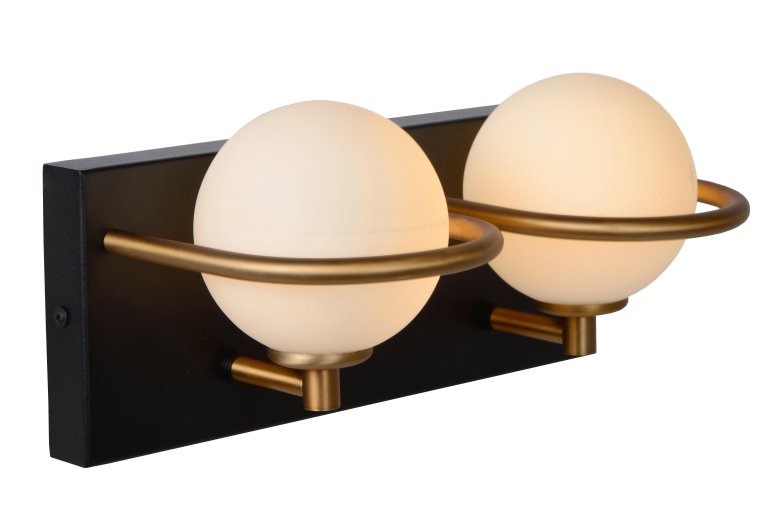 Lucide Isobel 2 wandlamp badkamer IP44 zwart