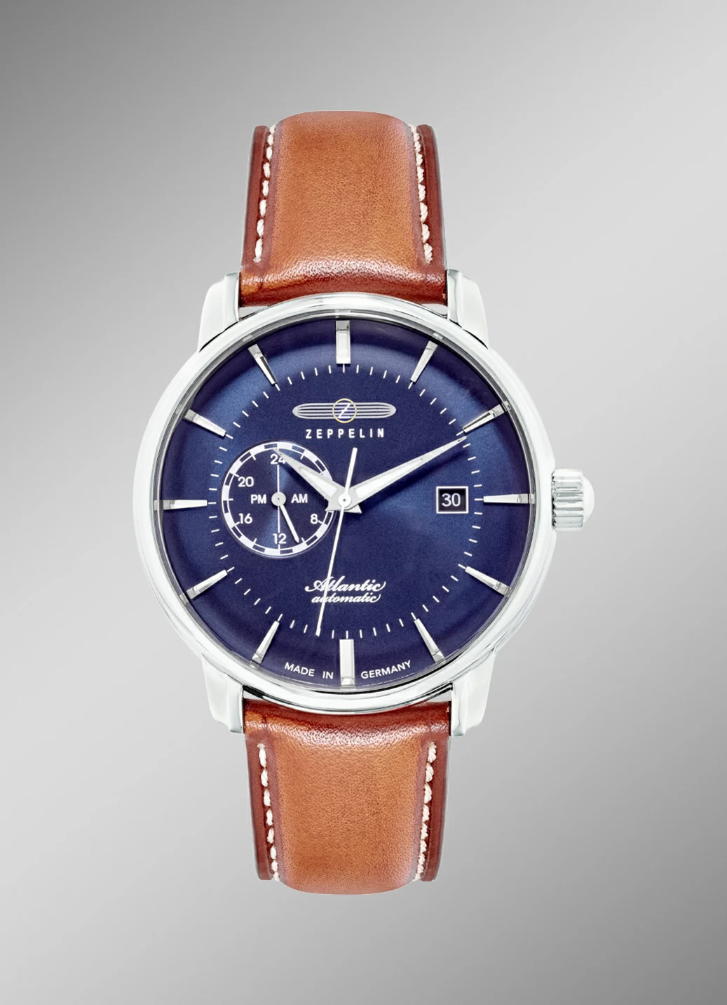 Zeppelin-Automatik-Herrenuhr mit Edelstahlgehäuse und Lederband