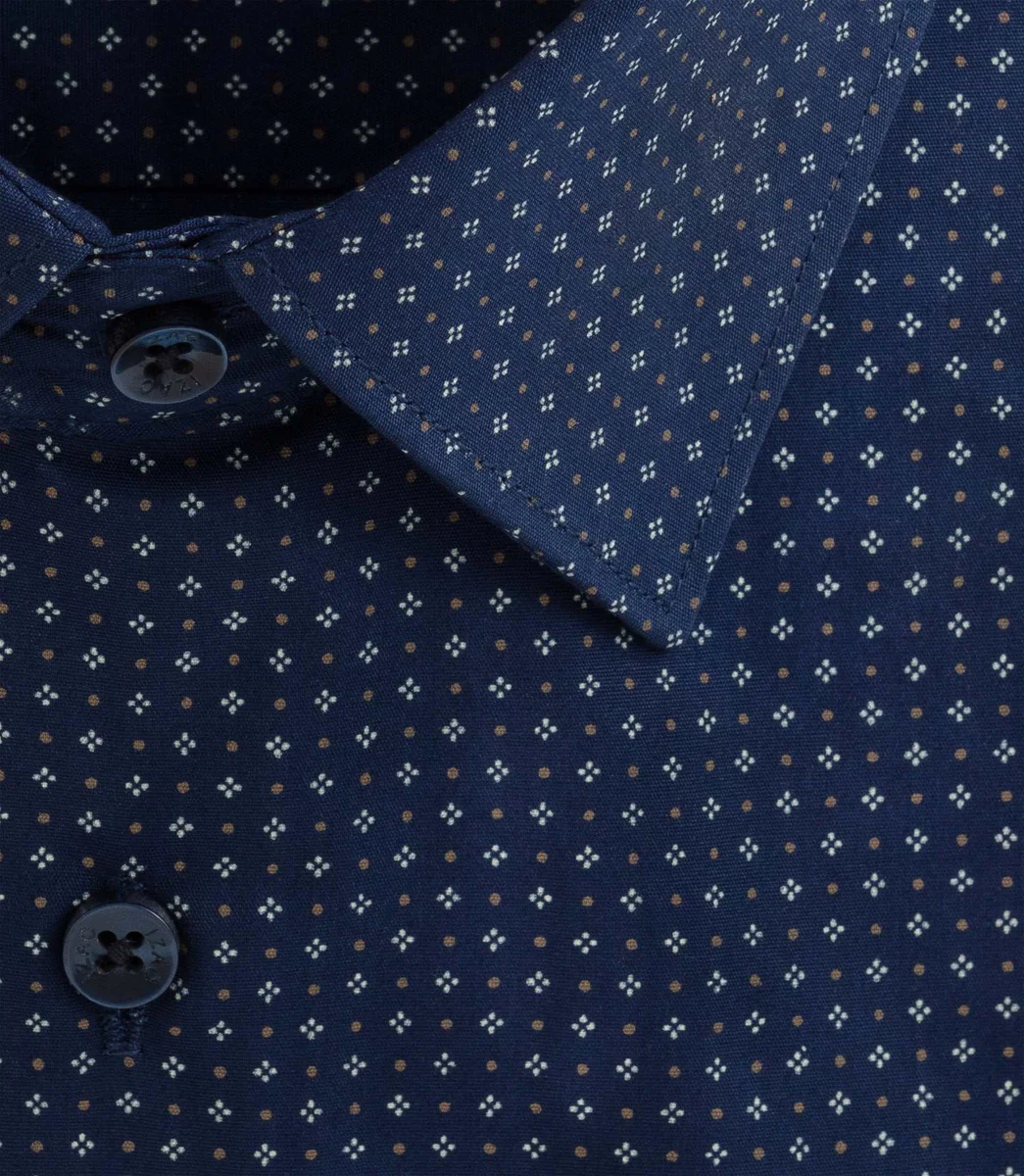 Chemise à imprimé micro motif marine 