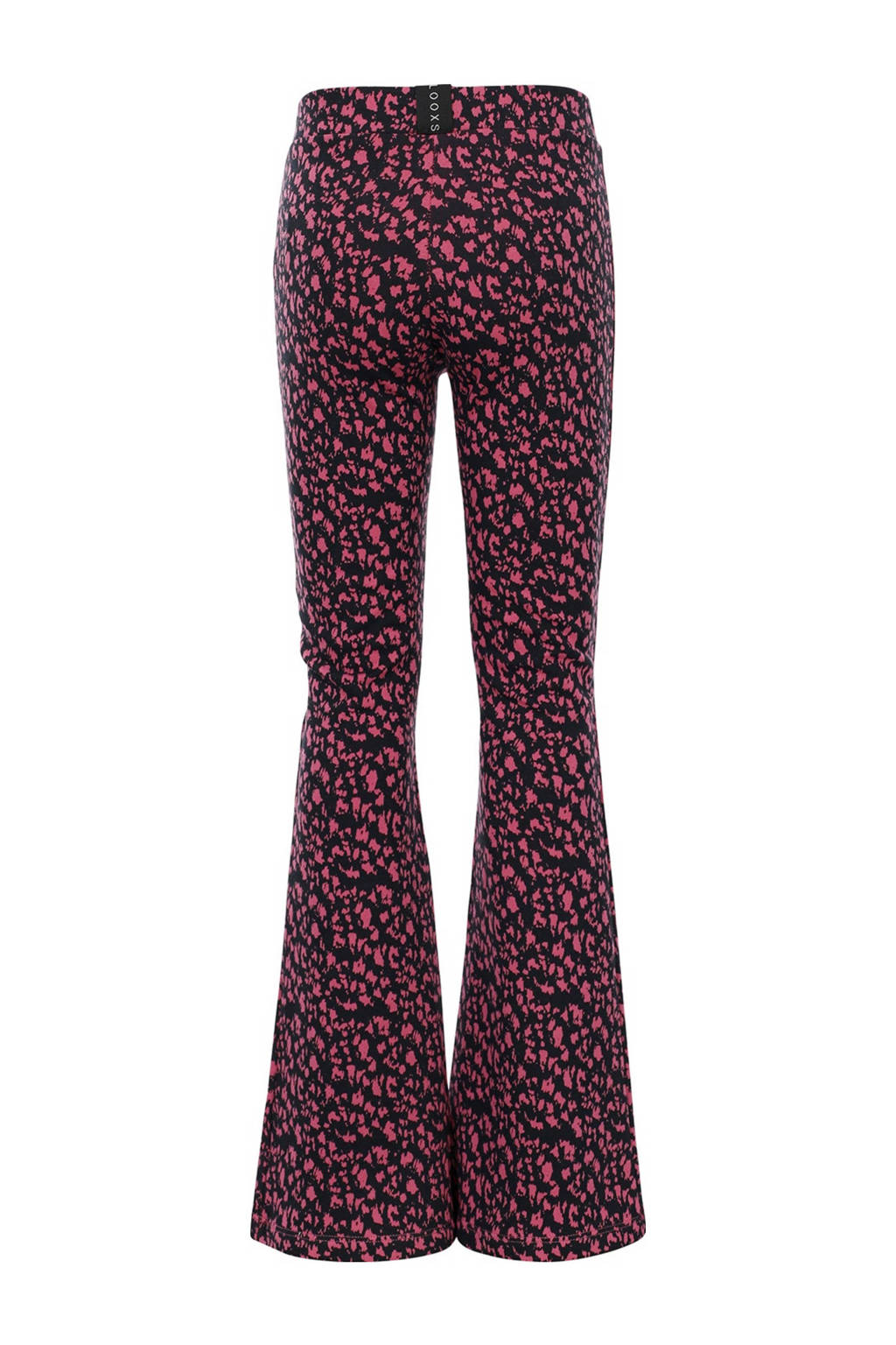 LOOXS flared broek met all over print roze/zwart