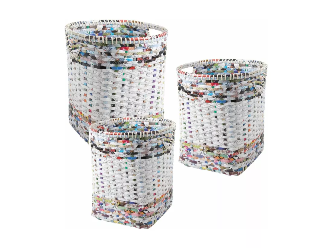Paniers à linge en papier recyclé (Lot de 3)