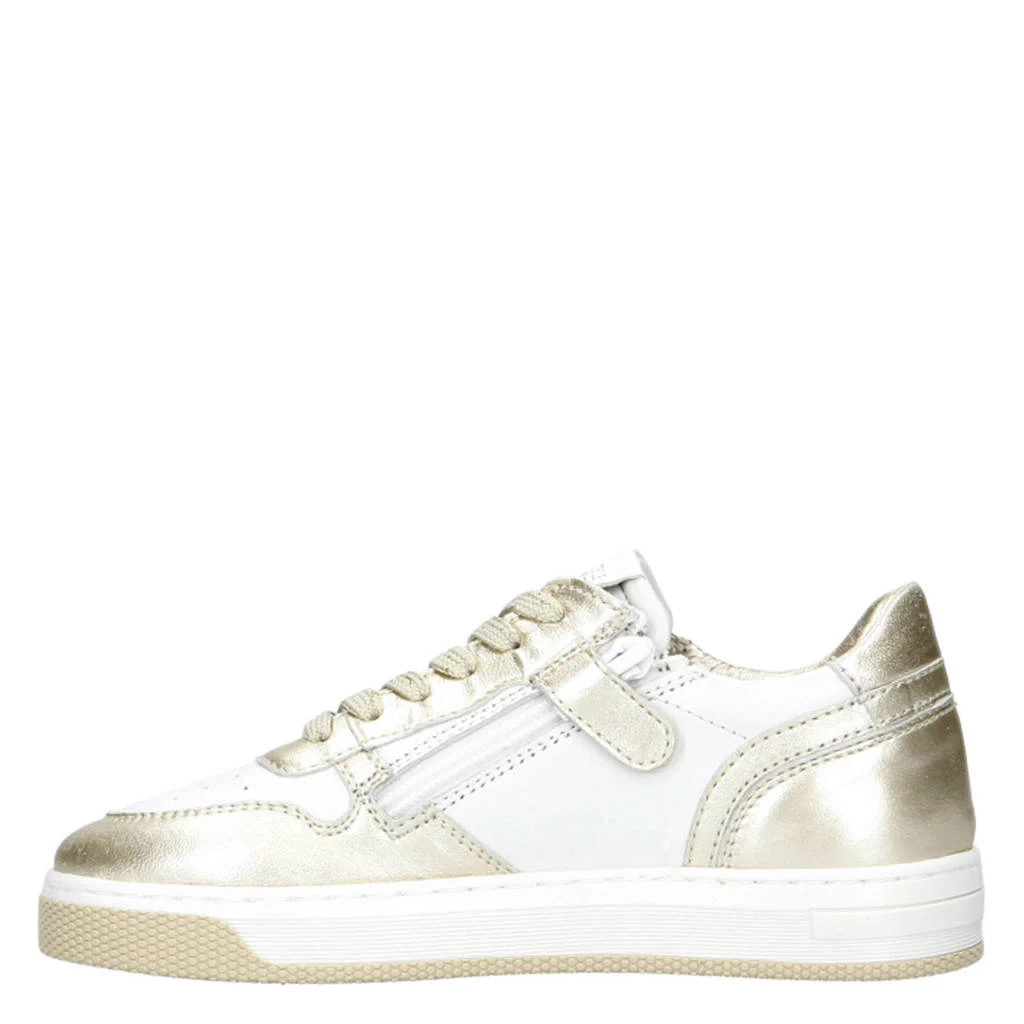 Hip leren sneakers wit/goud