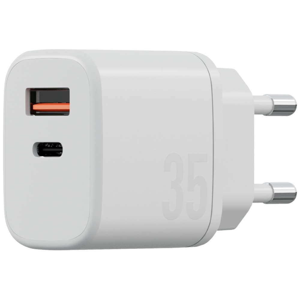 Bazic (by Energea) - (35W) Goport Velox USB C / USB A Ladegerät Netzteil Power Delivery 3.0 Quick Charge 3.0   (60W) USB C Ladekabel (CHR-GPVLX-EU-WHT) - Weiss