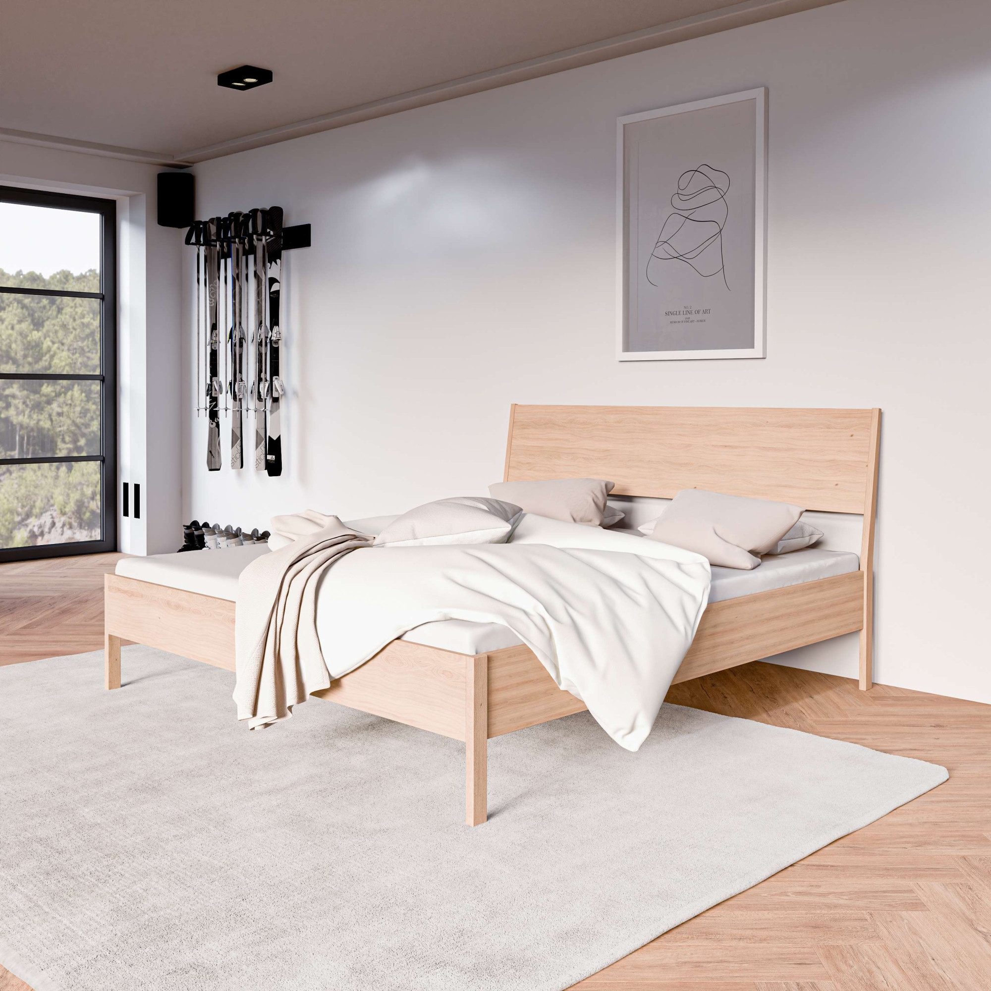 Home affaire Bett »Nord, Bettgestell, Eichefurnier« skandinavisches und minimalistisches Design, natürliche Eleganz