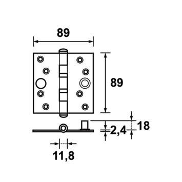AXA veiligheidsscharnier kogellager SKG 3-sterren verzinkt 89x89 mm - 2 stuks