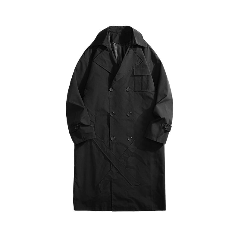 FORSETI - Lange trenchcoat met reverskraag en dubbele rij knopen